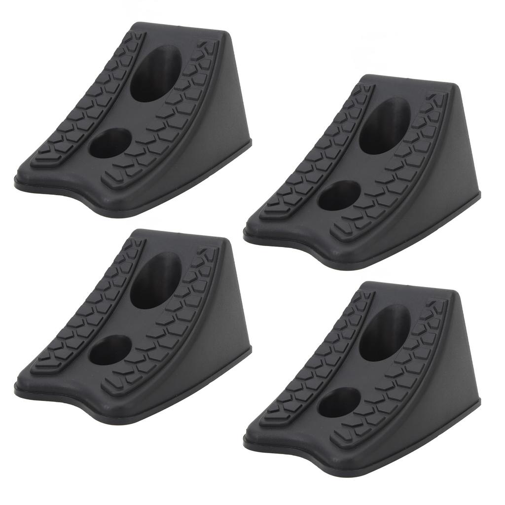 4pcs Wheel Chocks Heavy Duty Triangular Tire Stopper Block Set Anti Slip Base for Car Trailer RV