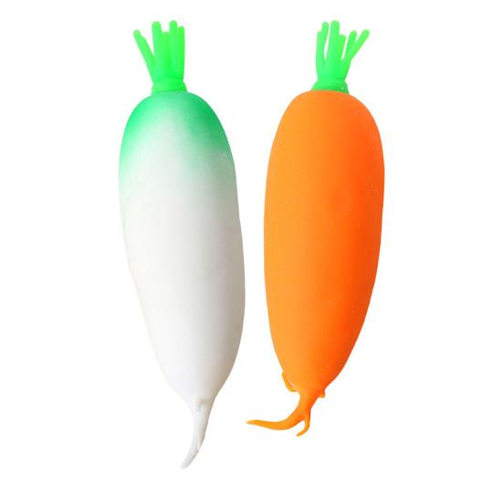 Simulated Carrot Stress Ball Anti-Anxiety White Radish Squeeze Toy Soft Stretchy Simulated Vegetable Fidget Sensory Toy Easter Basket Stuffers