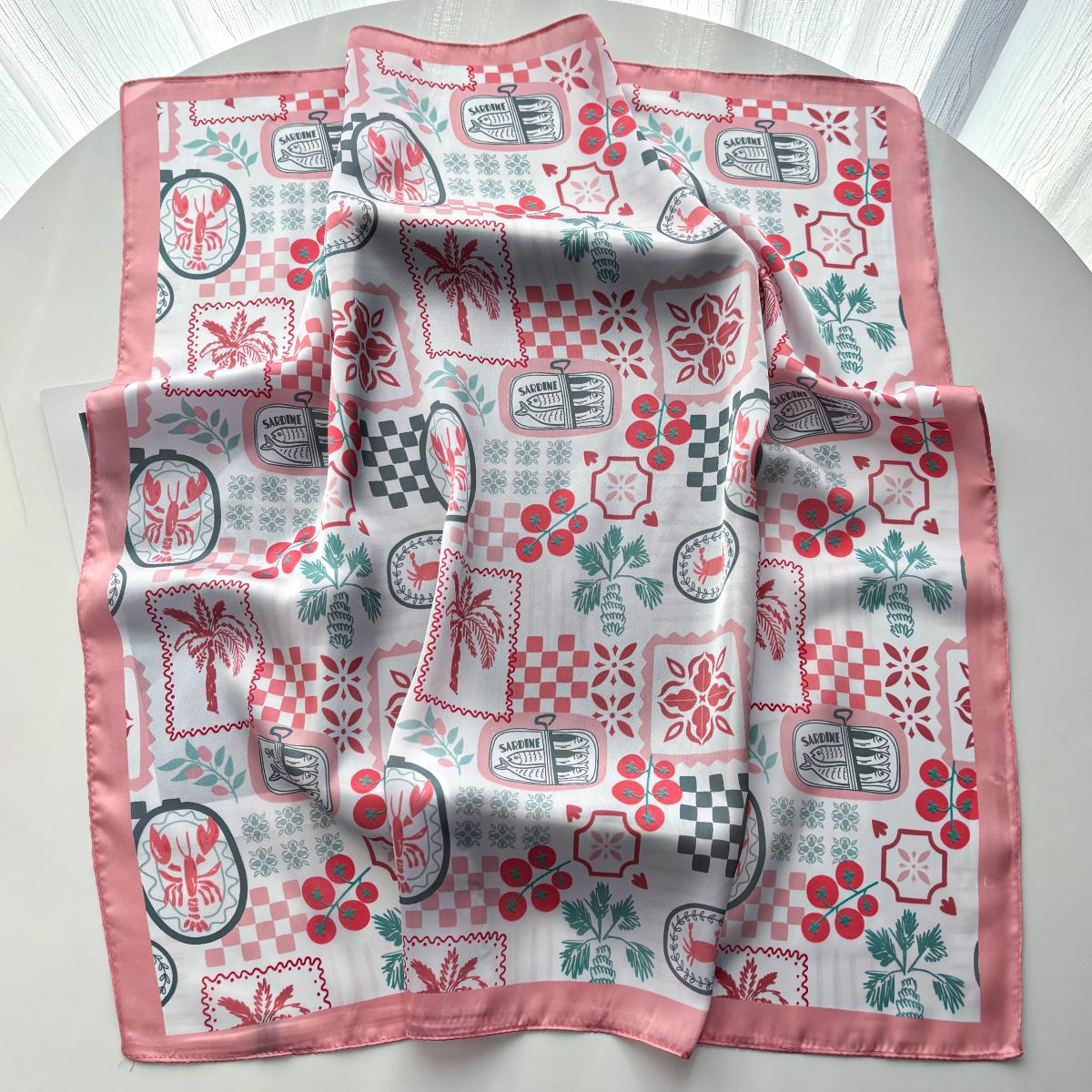 

70*70cm Fashion Print Square Scarf For Women Elegant Ladies Hijab Neckerchief Shawl Luxury Soft Stain Imitation Silk Scarves