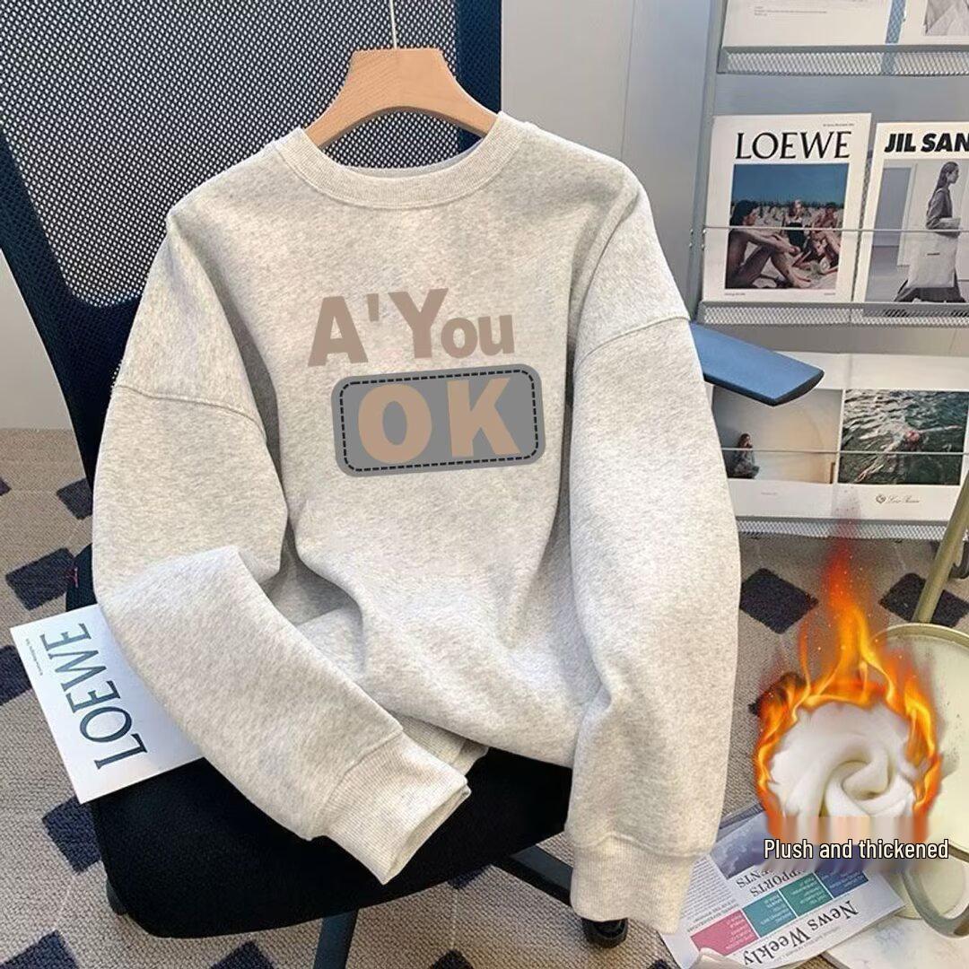 

Men s 2025 Korean Style Letter Print Hoodie - Round Neck, Long Sleeve, Loose Fit, Autumn New Arrival. 4XL