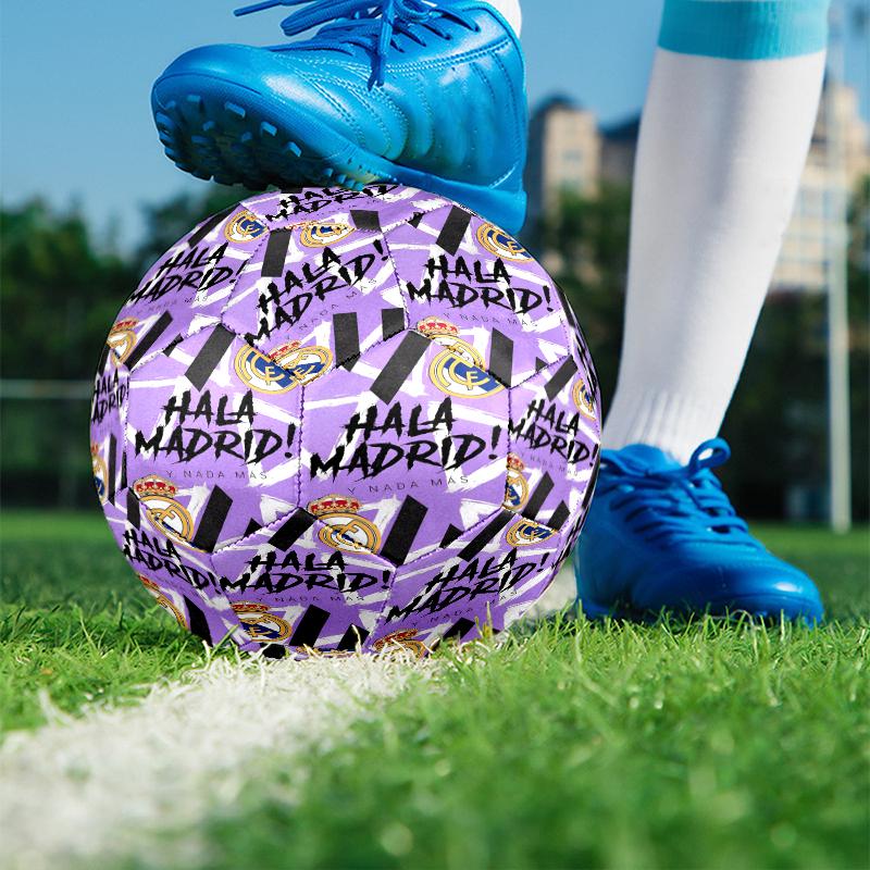 Real Madrid Print Size 5 Soccer Ball, PU Wear Resistant Football for Match Training and Daily Practice, Birthday Gift for Soccer Fans