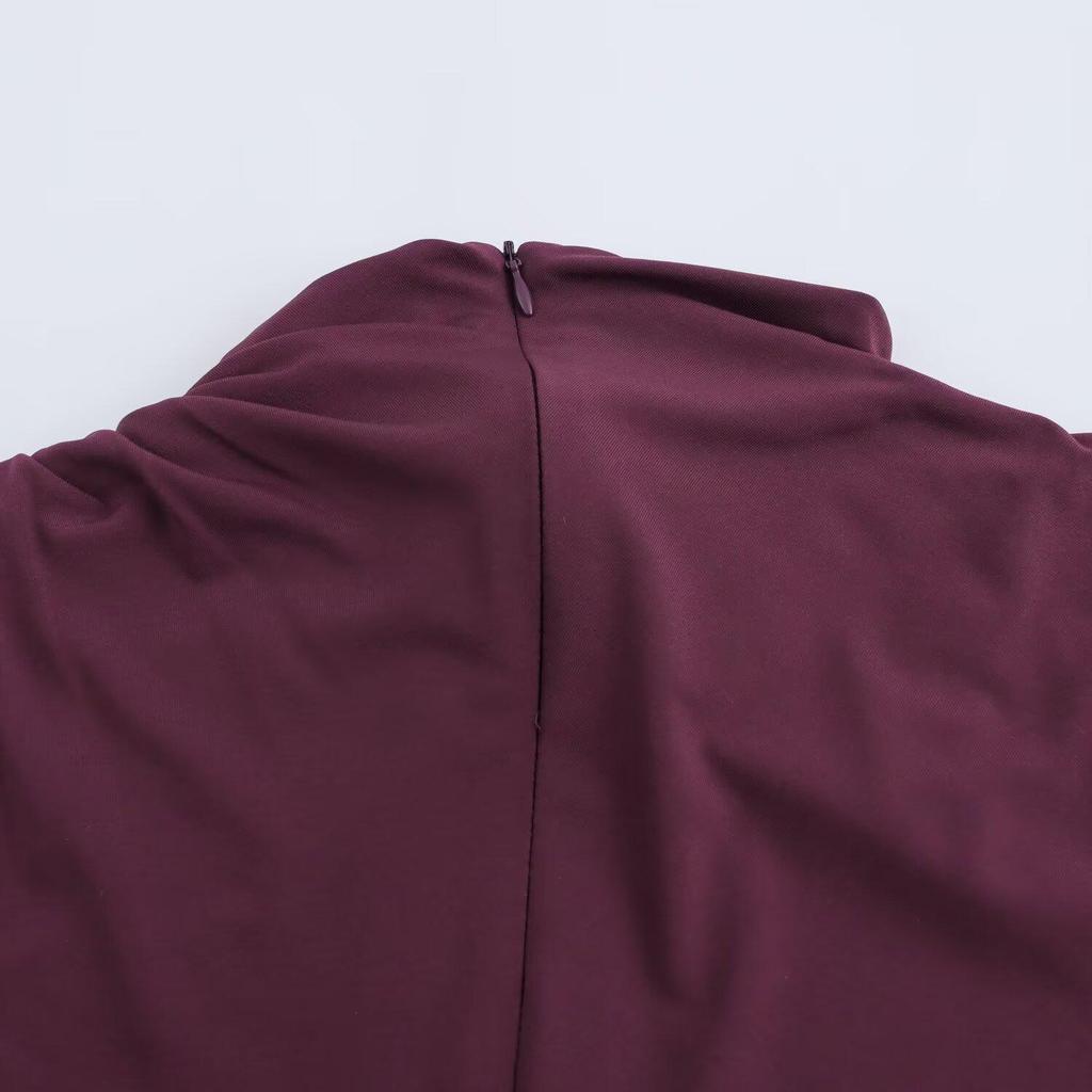 Autumn 2024 Women's European & American Slim Pleated Midi Dress