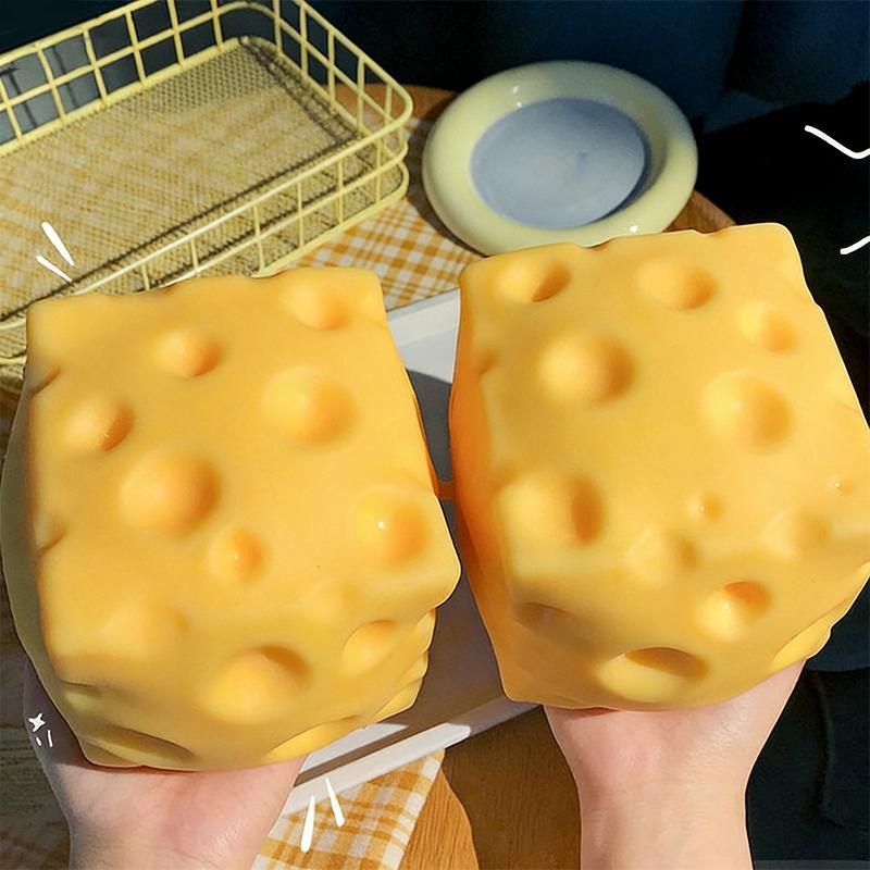Großer Käse Quetschspielzeug Dehnbar Jumbo Fidget Squishy Käse zur Stressbewältigung Kinderspielzeug Heimdekoration Angst Geschenk