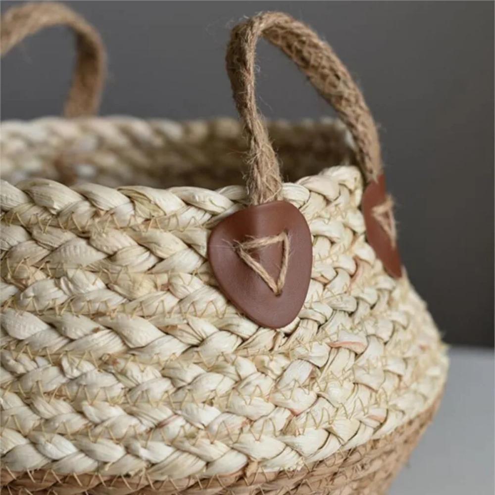 Bamboo Seagrass Storage Baskets Wicker Basket Plant Nordic Style Garden Flower Pot Laundry Basket Container Toy Holders