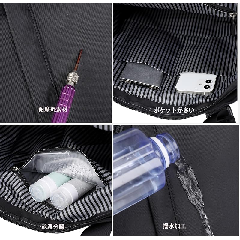 CC-MAX Einkaufstasche Nylon Umhängetasche große Kapazität Reißverschluss öffnen/schließen Herren Damen Dual-Use viele Taschen CC2434 (Rosa)