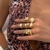 Geometric Three-Dimensional Cross Open Ring Fashionable Personality Smooth Alloy Ring Set