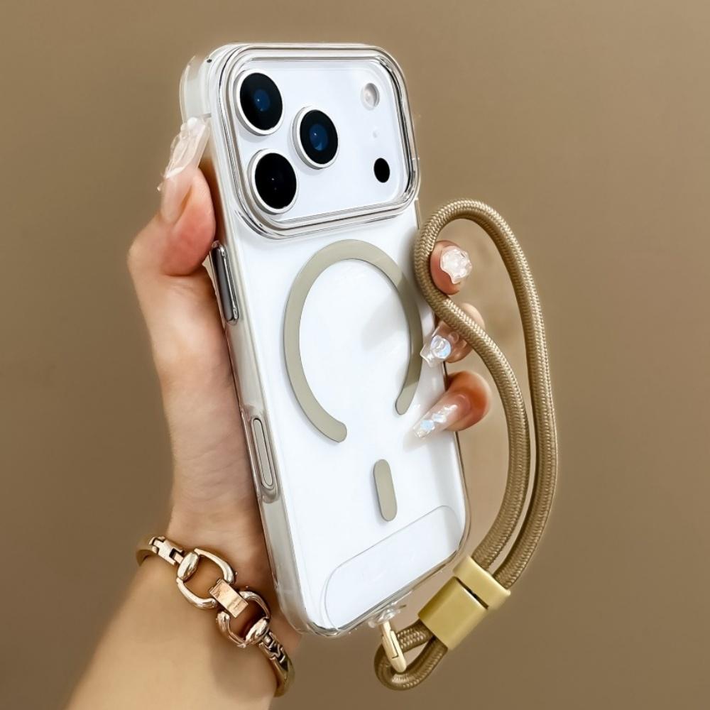 

Wrist Strap Lanyard Magsafe Transparent Phone Case For iPhone 17Air 17 13 12 Pro Max 16 15 14 Plus Magnetic Charge Case iPhone 15 Pro