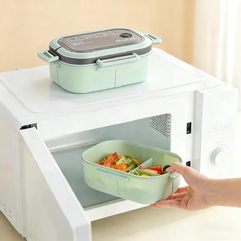 Portable Sealed Double Layer Leak Proof Bento Box with Cutlery Microwave Safe Kids Lunch Box Food Container Kitchen Accessory