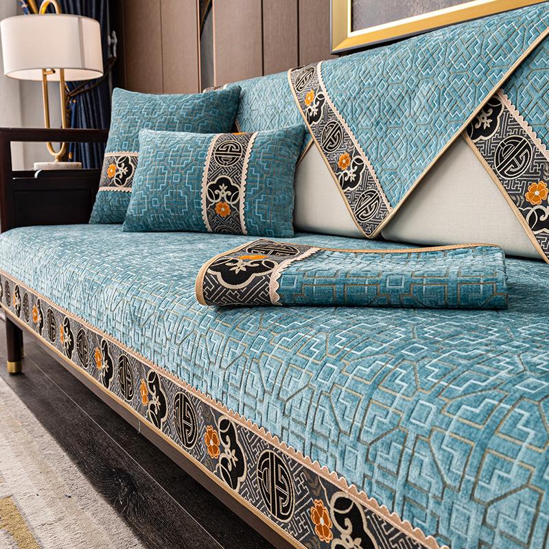 

Chinese Rosewood Sofa Cushion Light Luxury Chenille Leather Cover Non Slip Universal Four Seasons Solid Wood Furniture 70*70cm