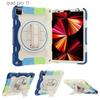 Silikon iPad Hülle mit drehbarem Ständer, Crossbody-Gurt, Air 13 Pro 11 10.2 12.9 Zoll - Stoßfeste Schutzhülle
