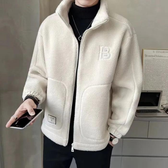 2025 Men's Lambswool & Cotton Jacket with Plus Velvet Lining – Thickened Casual Outerwear for Autumn/Winter
