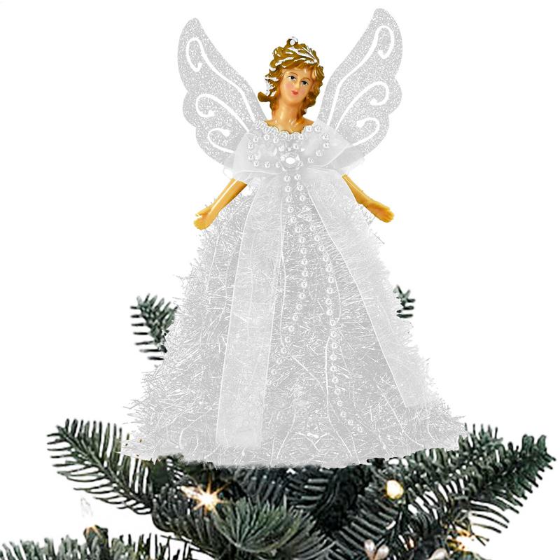 Luxury Star Angel Christmas Tree Topper with Elegant Dress No Battery Needed Perfect for Winter & New Year Decor