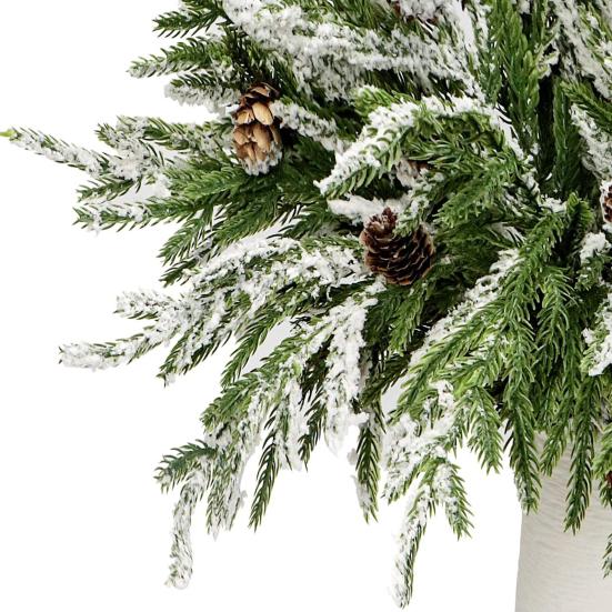 Simulated Pine Branch Faux Greenery Foliage Artificial Pine Sprig with Pine Cones Red Berries for DIY Wreath Home Vases Christmas Winter Parties