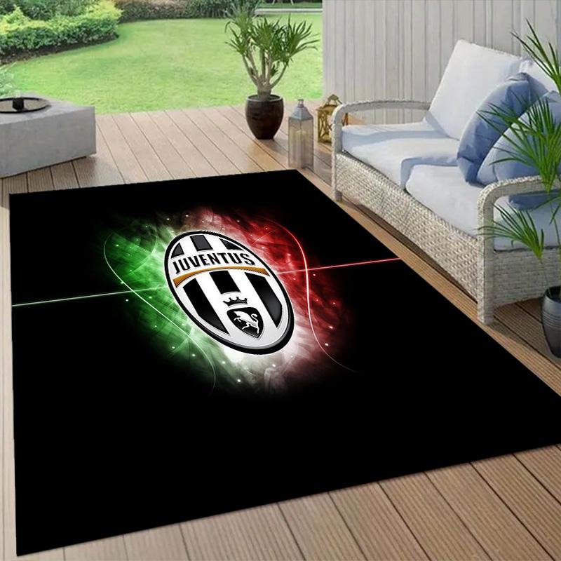 Juventus Football Club Flannel Pattern Square Carpet,Area Rug,Carpet Rug for Living Room Bedroom Sofa Playroom Decor,Non-slip Floor Mat