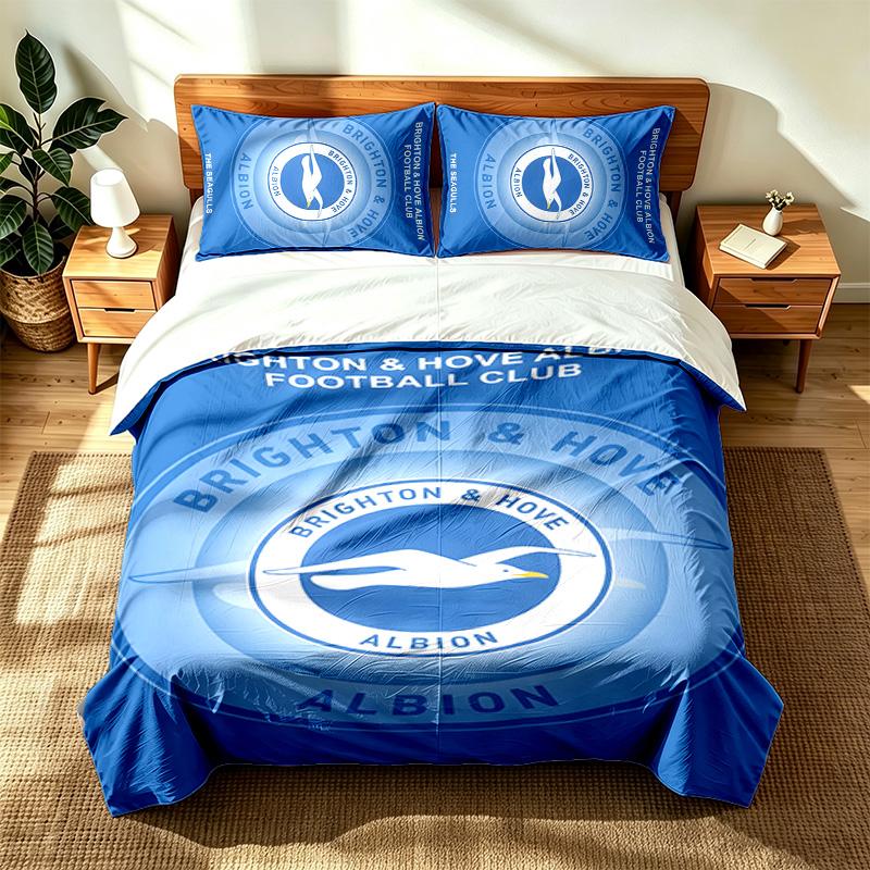 Brighton & Hove Albion Fußballclub (5) 3-teiliges Set geeignet für Schlafzimmer, weich und bequem, ein ideales Geschenk für Familie und Freunde, enthält ein d