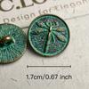 10pcs 17mm Vintage Metal Shank Buttons, Dragonfly Engraving with Green Patina, DIY Jewelry Accessories Flower Button Clothing Accessories