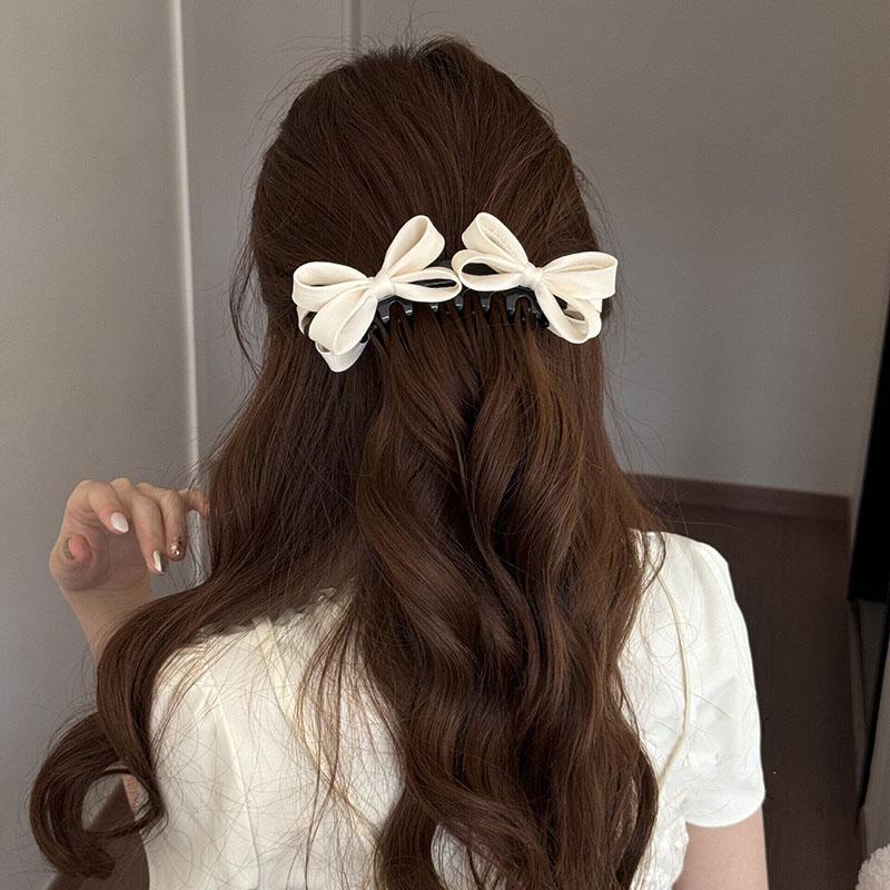 Korean Bow Banana Clips For Women Sweet Bowknot Ponytail Hairpins Hair Clamps Clip Barrettes Elegant Party Hair Accessories New