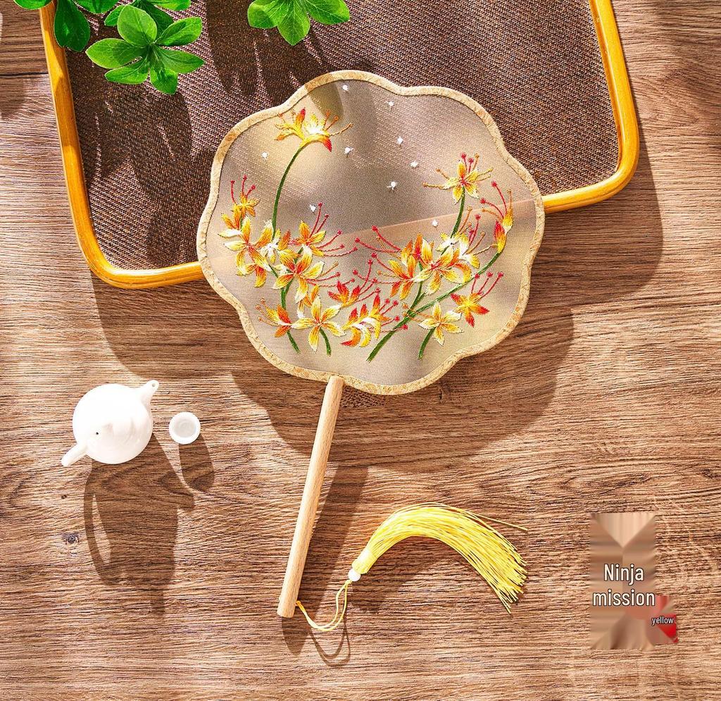 Ancient Style Chinese Embroidery Fan: Classical Hanfu Fairy Dance Accessory