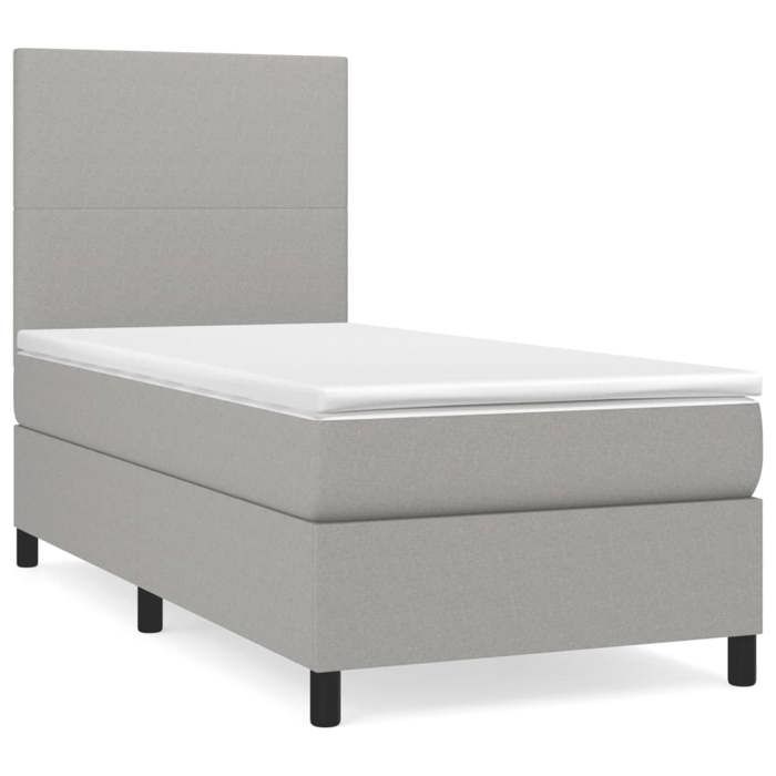Maison Exclusive - Sommier à lattes de lit et matelas Gris clair 90x190 cm Tissu