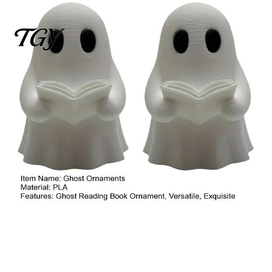 Ghost Reading A Book Statue Halloween Mini Ornament, 3D Printed Cute Little Sturdy Figurines Figurine, Durable PLA Creative Statues for Bookshelves