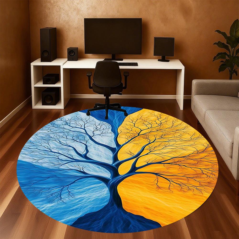 1pc tree of life Round Chair mat Area Rug - Non-Slip, Floor Mat for Office, Bedroom, and Indoor Decor -1002254