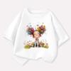 Fashion Y2K Tops Flower Girl Graphic Print Baby Girls T-shirt Colour Cotton Kids Tops Tee Summer T Shirt  Clothes 6 8 10 12 Year