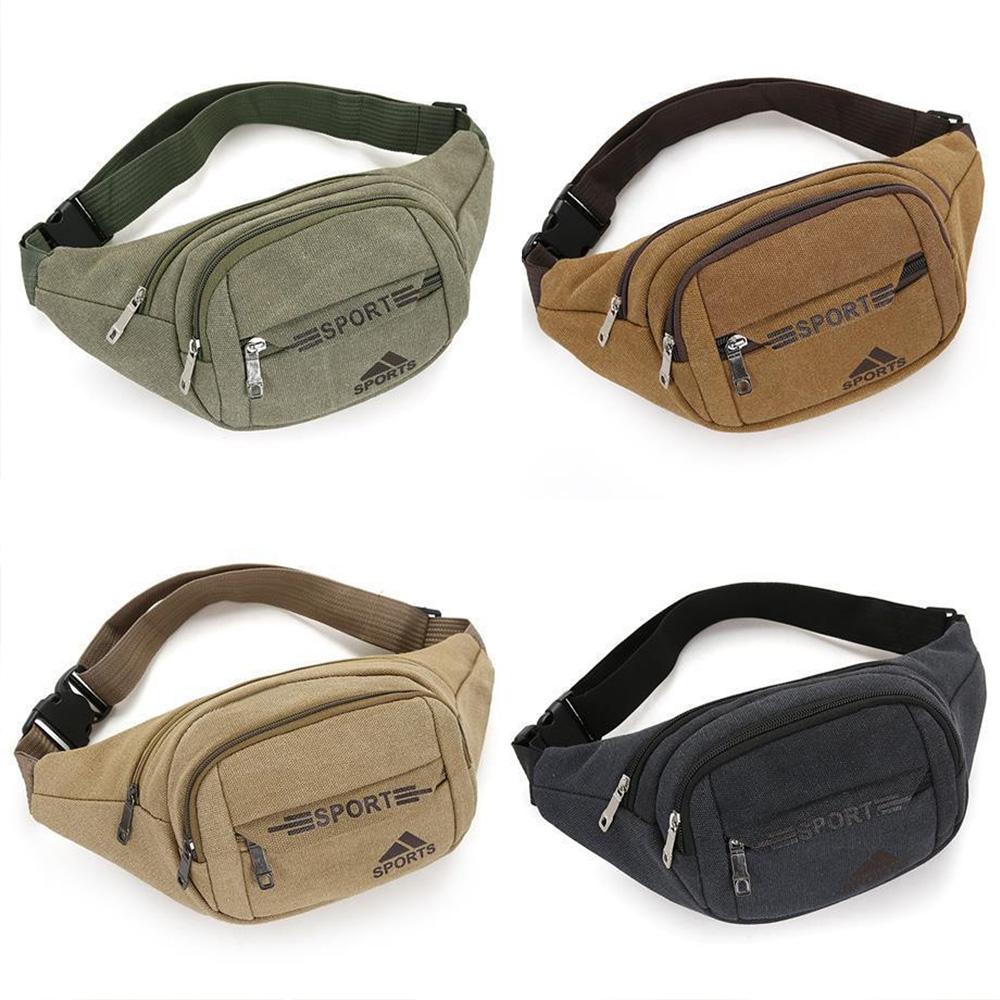 Canvas waist bag, men's chest bag, crossbody bag, outdoor sports, mountain climbing, cycling, sports function, student bag A-DH
