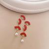 Ankola Red Irregular Fan-Shaped Earrings for Cheongsam Brides