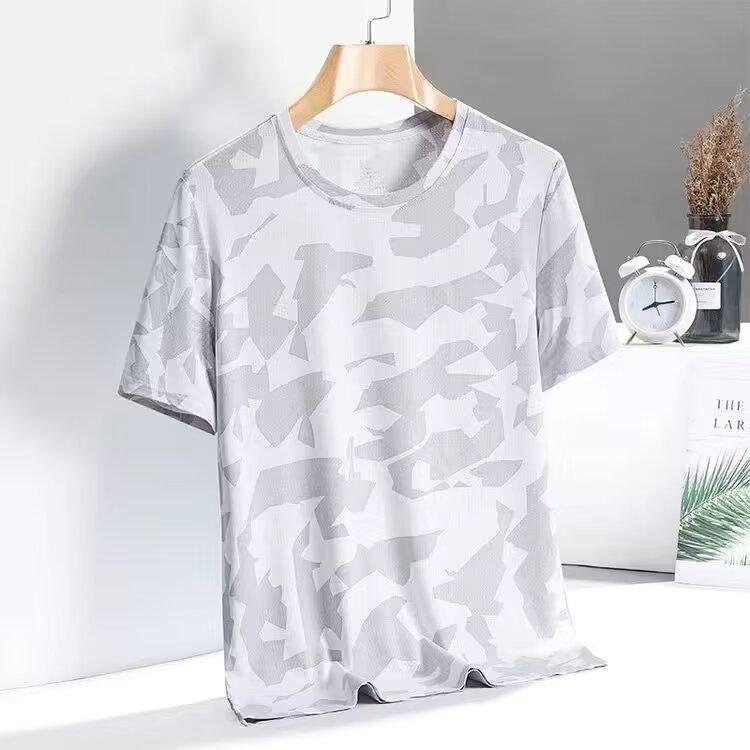 Ice Silk Men's Summer Casual Camo Round Neck Pullover Quick Drying T-shirt Summer Top Casual Quick Drying Sports T-shirts