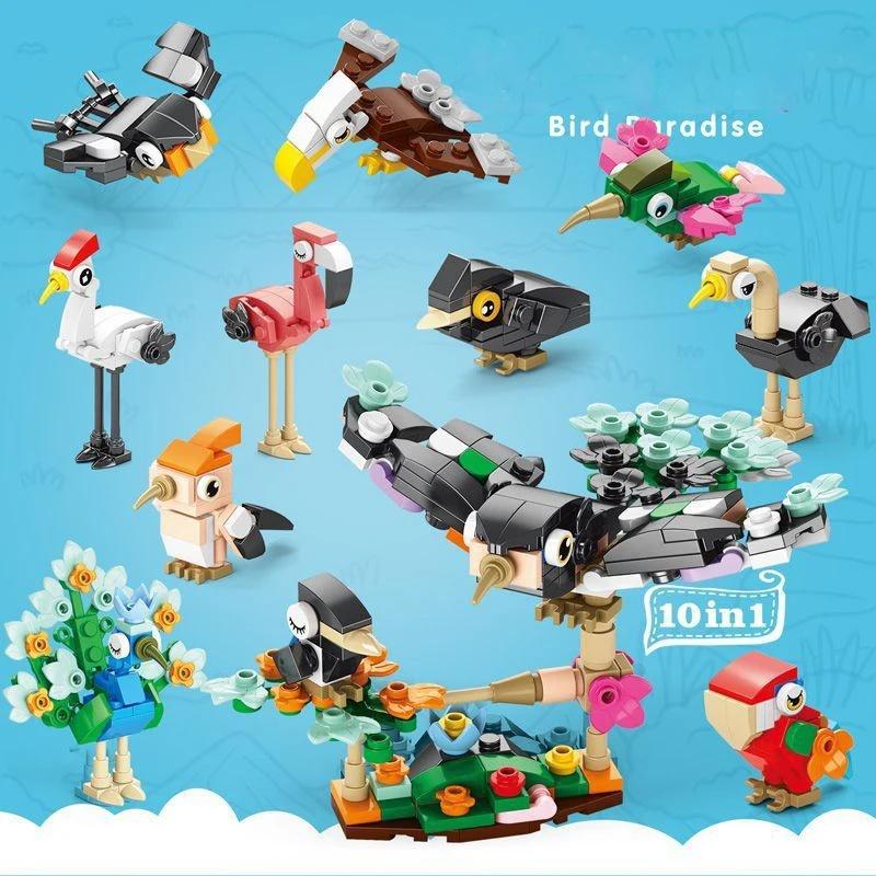 Insect Animal Park Cartoon Dog Model MOC Building Blocks Turtle Butterfly Dinosaur City Construction Bricks Toys for Children