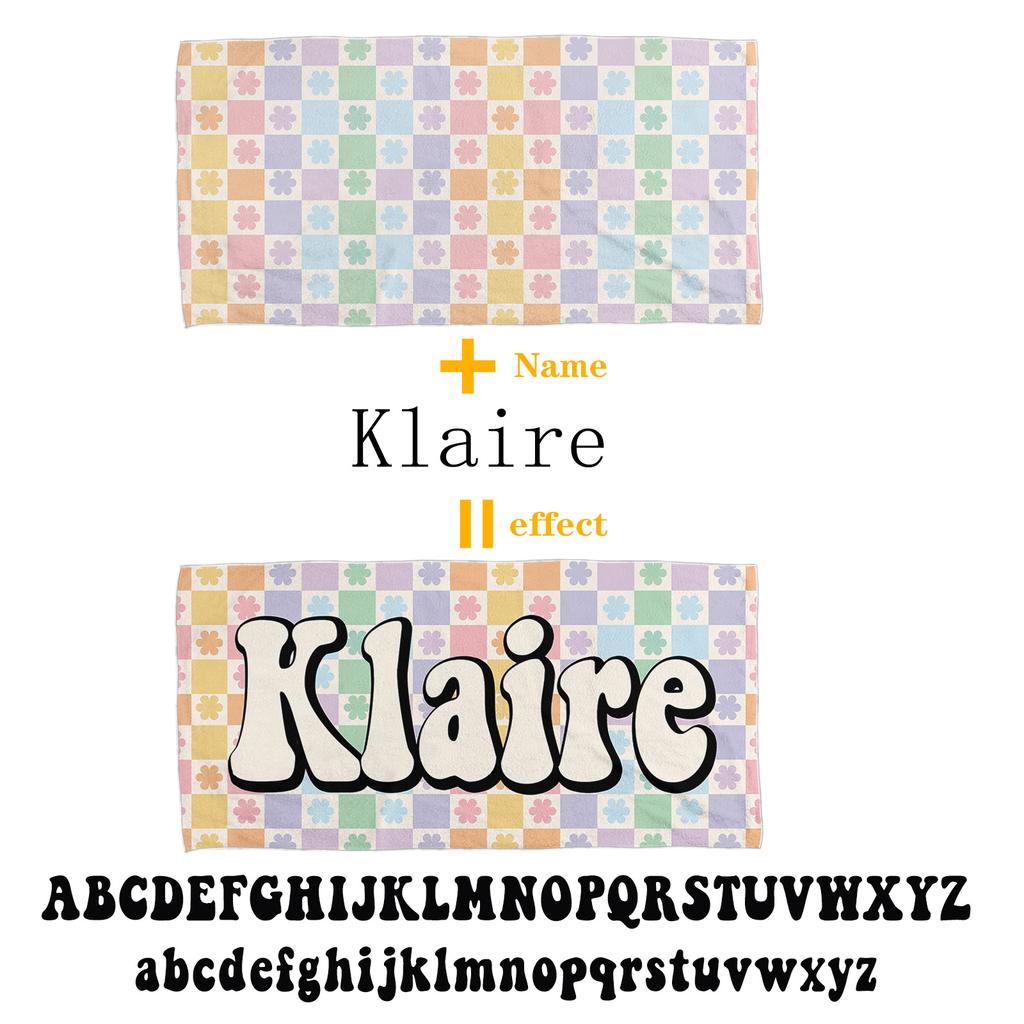 Custom Name Beach Towel Checkerboard Microfiber Bath Towel Personalized Quick-Drying Large Anti-Sand Absorbent Beach Towel