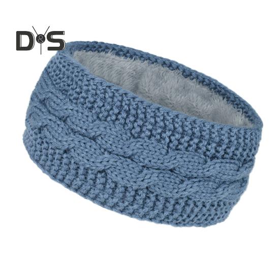 Winter Headband Women Fuzzy Fleece Lined Ear Warmer Cable Knit Thick Warm Crochet Headband Solid Color Knitting Hairband