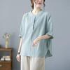 Plus Size Summer Cotton Linen Clothing Set: Short-Sleeved T-shirt Top Two-Piece for Mid-Aged and Elderly Women