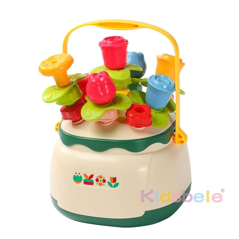 Educational Stacking Toy Garden Flowers Learning Flower Garden Building Montessori Toy Set Shape Sorting Matching Toy