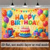 2D Bright Rainbow Confetti Happy Birthday Backdrop Banner for Children Party Supplies