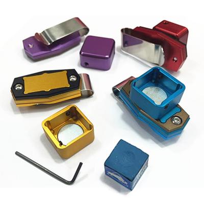 1 cartuș portabil de cretă de biliard din aluminiu, cu adsorbție magnetică puternică, agrafe rotunde pătrate pentru pulbere de cretă, cu cheie mică, consumabile pentru biliard