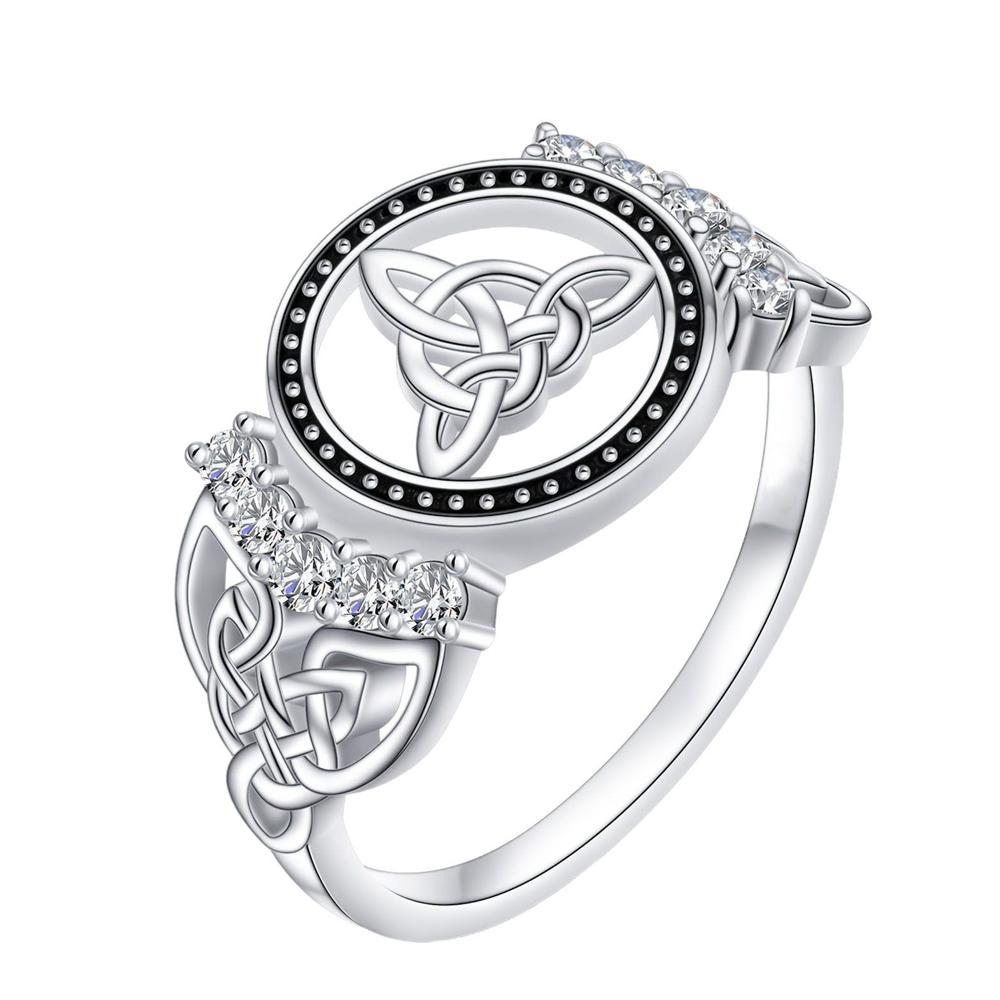 Thai CopperCeltic Knot Ring for Women Sparkling Zirconia Witch Knot Rings Original Jewelry Gifts for Couples