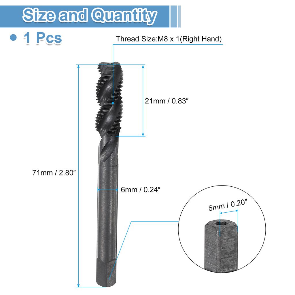 Spiral Flute Thread Tap Metric Machine Taps M7 M8 M10 M12 M14 M16 M18 M20 M22 HSS6542 Nitrided Coated