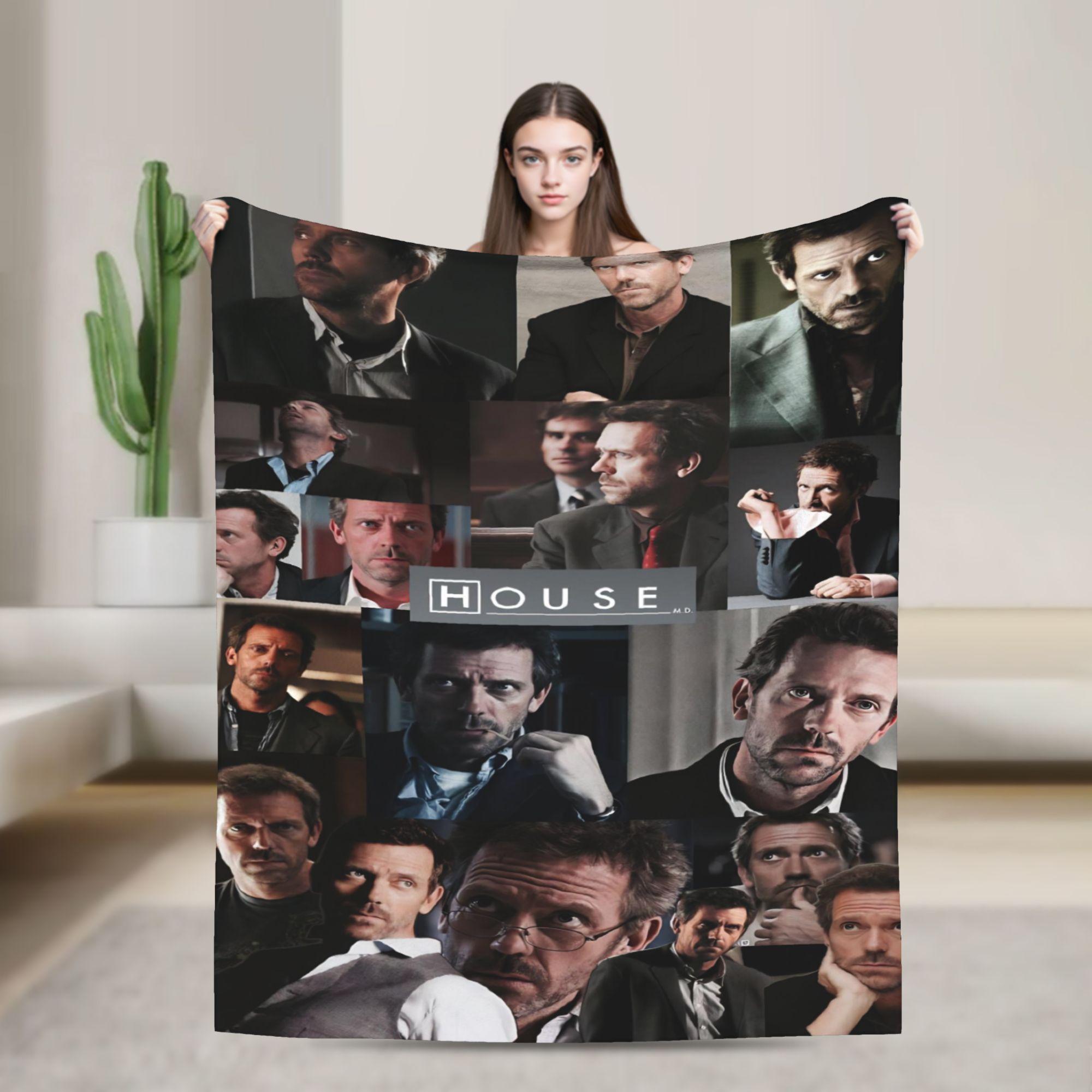 Pandara Jewelry Unisex Dr. Gregory House Television Photo Collage Blanket Picnic Flannel Throw Blanket For Living Room Warm Soft Quality Bedspread Gift