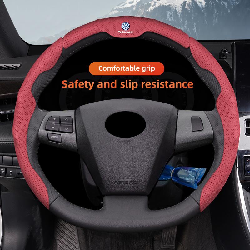 Car Steering Wheel Cover Leather Anti Slip Car Accessories Key For Volkswagen VW Touran GTD Golf Amarok Touareg Magotan Phaeton zh5