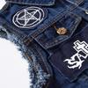 Herren Blaue Denim Patch Weste - Lässige Jugend Oberbekleidung