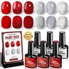LIMEGIRL 6 Colors Gel Polish Set Shimmer Purple Mint Nude Nail Art Kit Low Odor Quick Dry Long Lasting