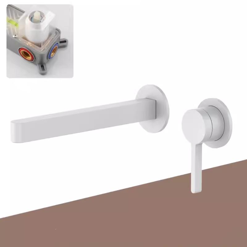 

Wall Mounted Single Lever Hot Cold Sink Mixers Basin Faucet Top High Quality Brass In-wall Gray New Arrival Basin Faucet белый