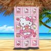 Kawaii Hello Kitty Strawberry Dessert Beach Towel Pink Lace Border Thin Durable Multipurpose Towel for Summer Outdoor Hiking