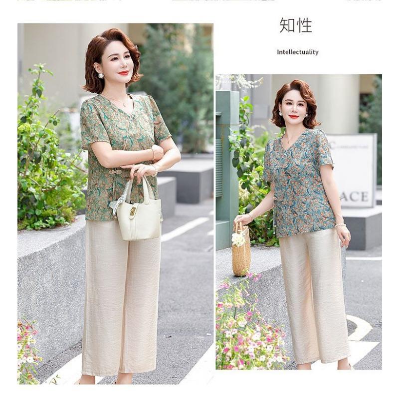 Summer New Chiffon Shirt Casual Top Temperament Middle-aged Chinese Style Shirt Summer
