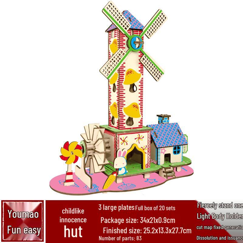 3D drevené puzzle architektonický model školská remeselná festivalová aktivita hračka