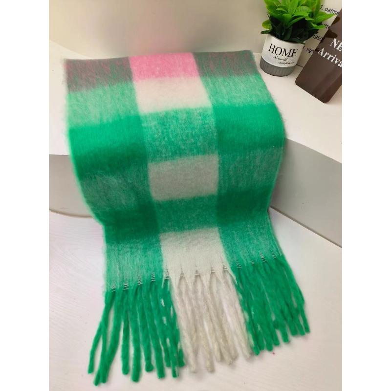 Winter Colorful Macaron Thickened Mohair Soft Waxy Fluffy Scarf Autumn and Winter Cold Protection Plush Shawl Scarf