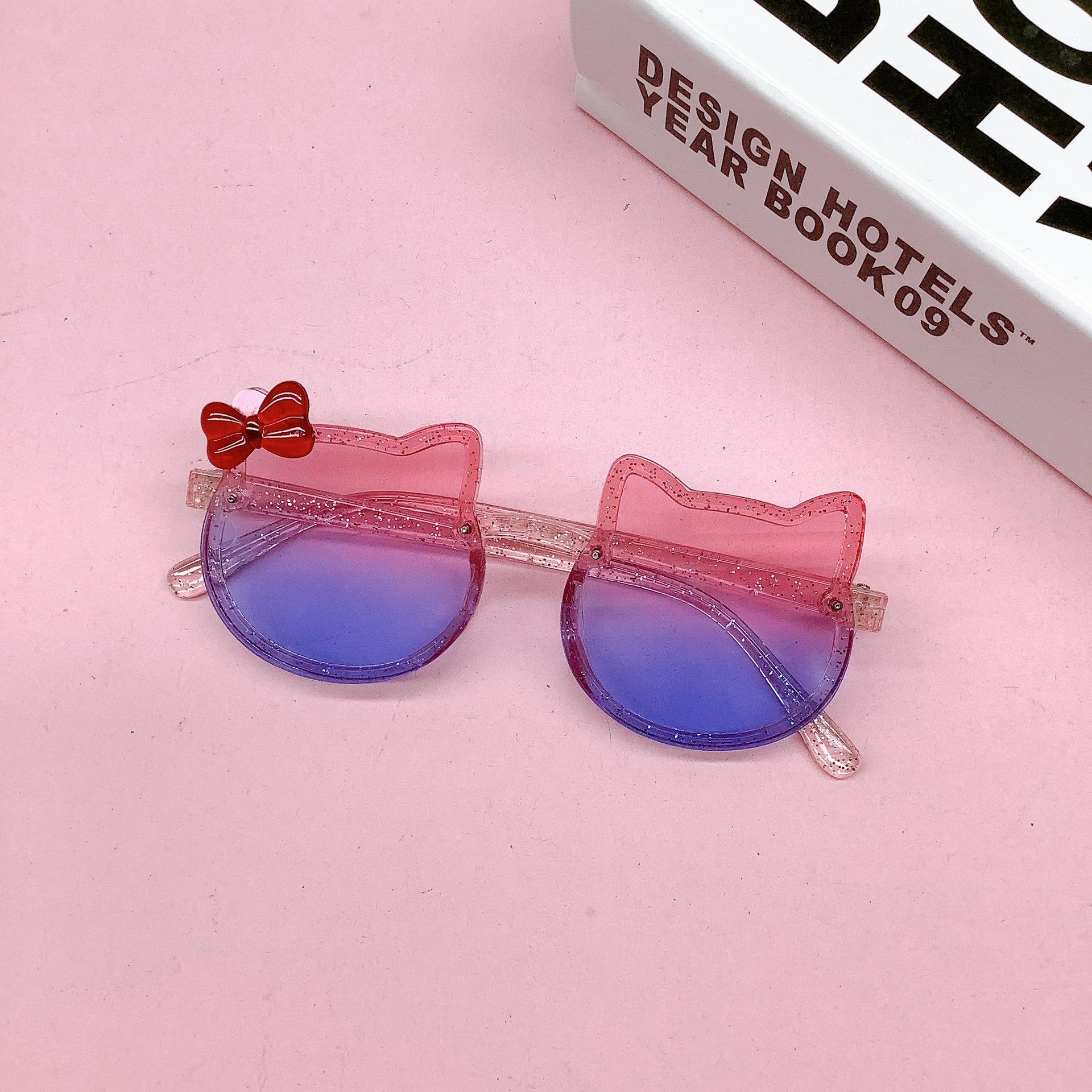 2025 Fashionable new bow children s sunglasses cute cat shaped baby sunglasses trendy girls sun visors