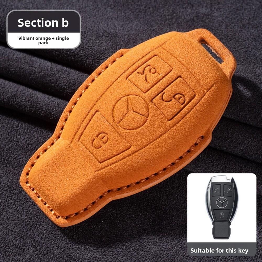For Mercedes E300L Key Cover GLC260 Leather Case for Men E260L Car Accessories Suede Flip