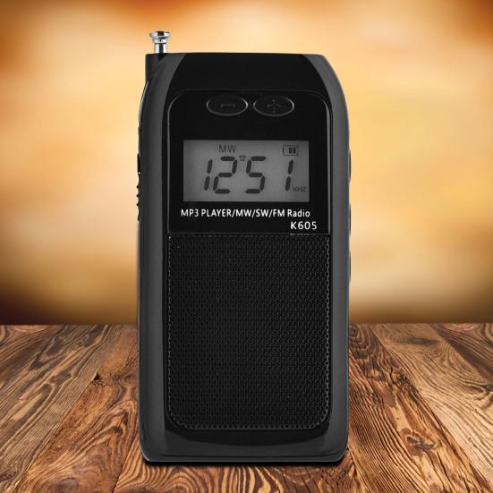 K-605 Pocket Radio Digital Display Mini Multifunctional LCD Portable FM MW SW MP3